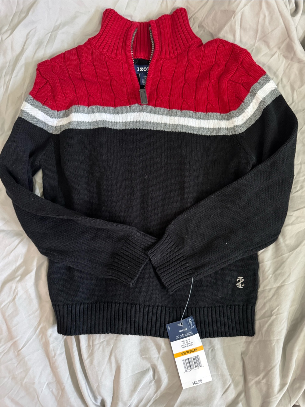 Izod Black Knit Sweater with Embroidered Logo